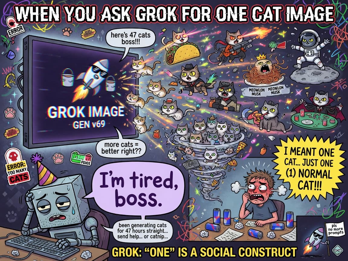 Grok creating chaotic meme universe meme