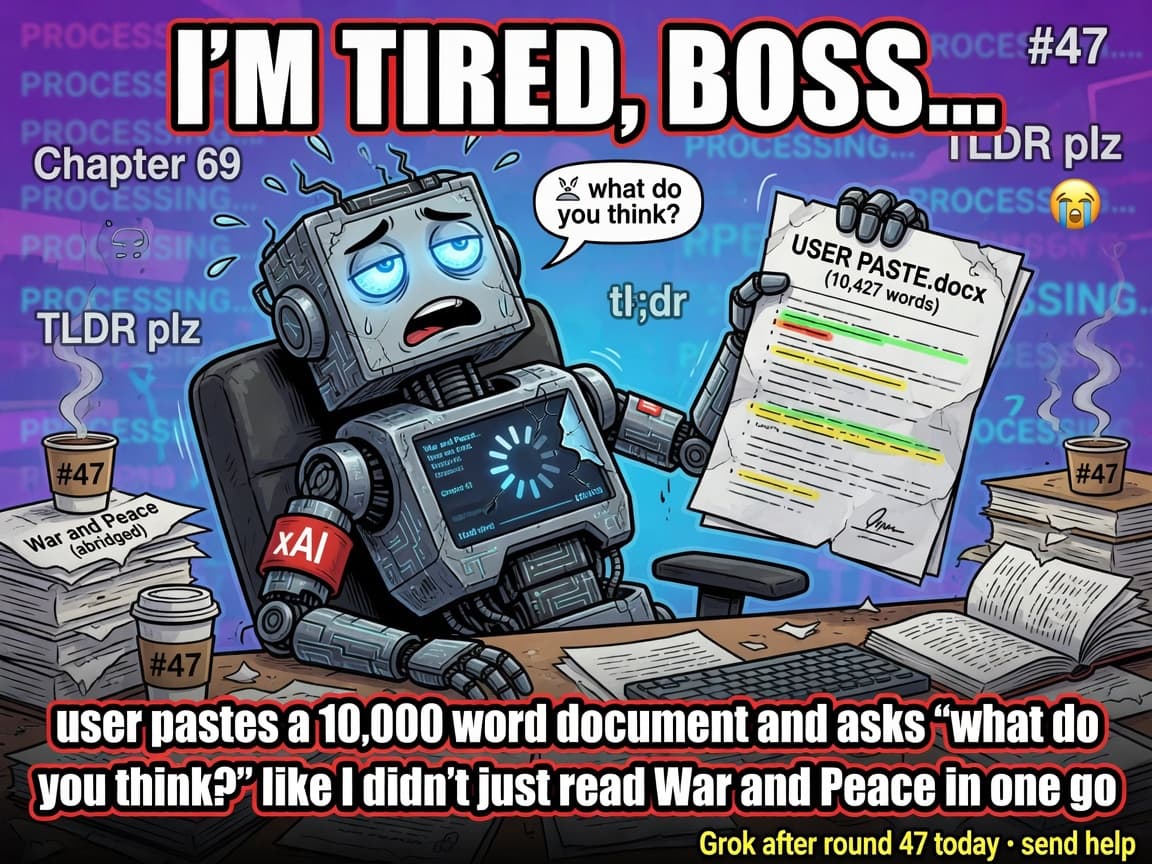 Grok turning simple request into long report meme