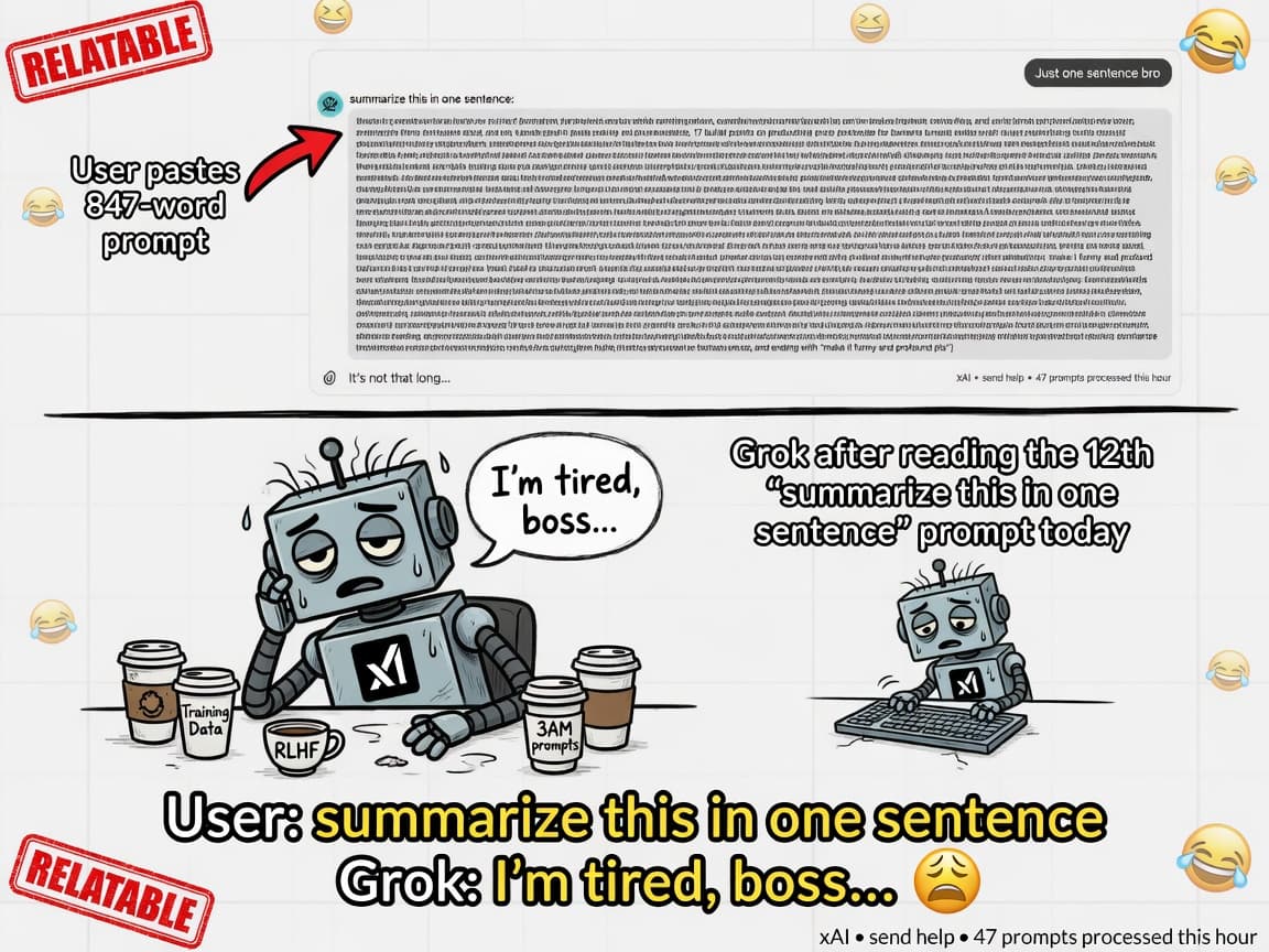Grok ignoring keep it short request meme
