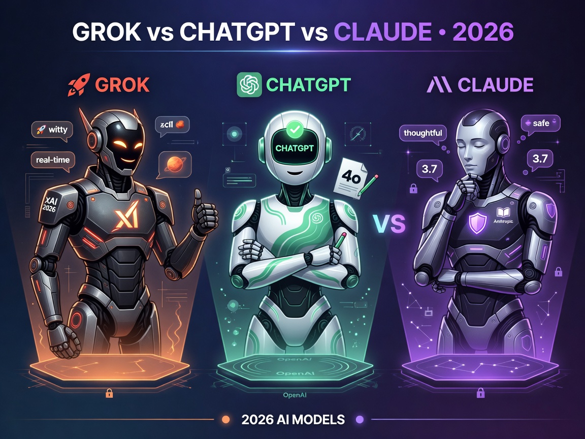Grok vs ChatGPT vs Claude 2026 comparison
